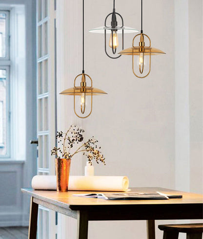 PAPILLON: Interior Oblong Iron with Glass Coolie Pendant Lights