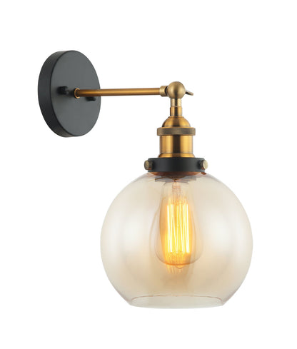 PESINI: Interior Swing Arm Glass with Antique Brass/ Chrome Highlight Wall Lights