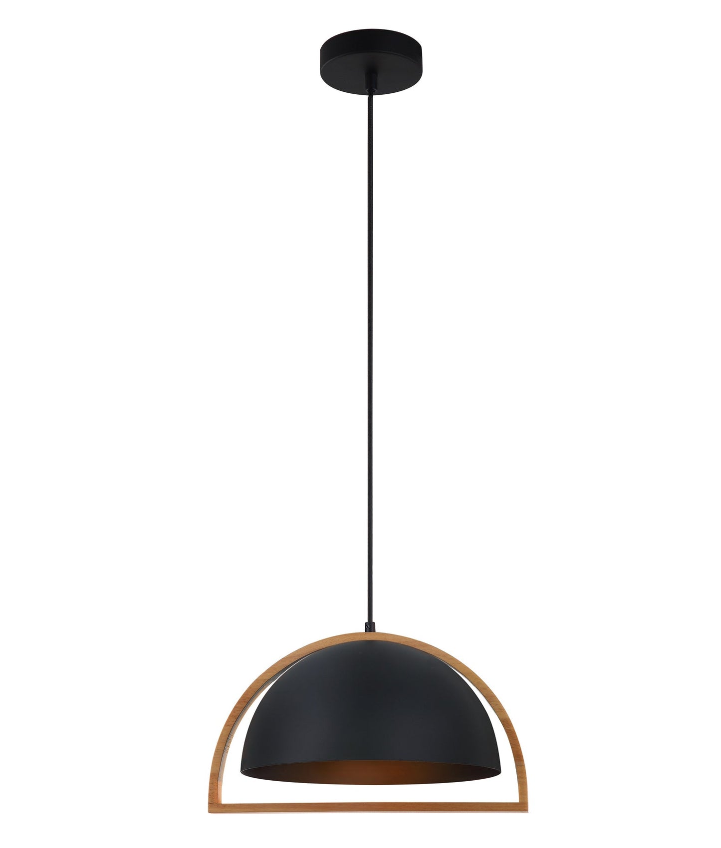SWING: Dome With Wood Frame Pendant Lights