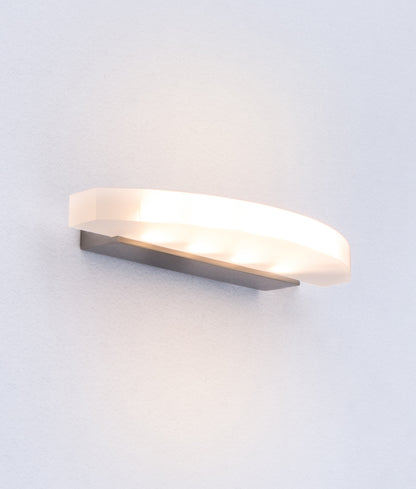 SYDNEY: City Series LED Interior Satin Nickel Curved Frosted Diffuser Wall Light