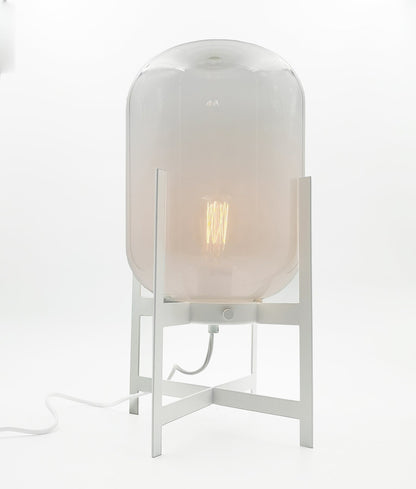 TANQUE: Minimalist Glass & Iron Base Table or Floor Lamp