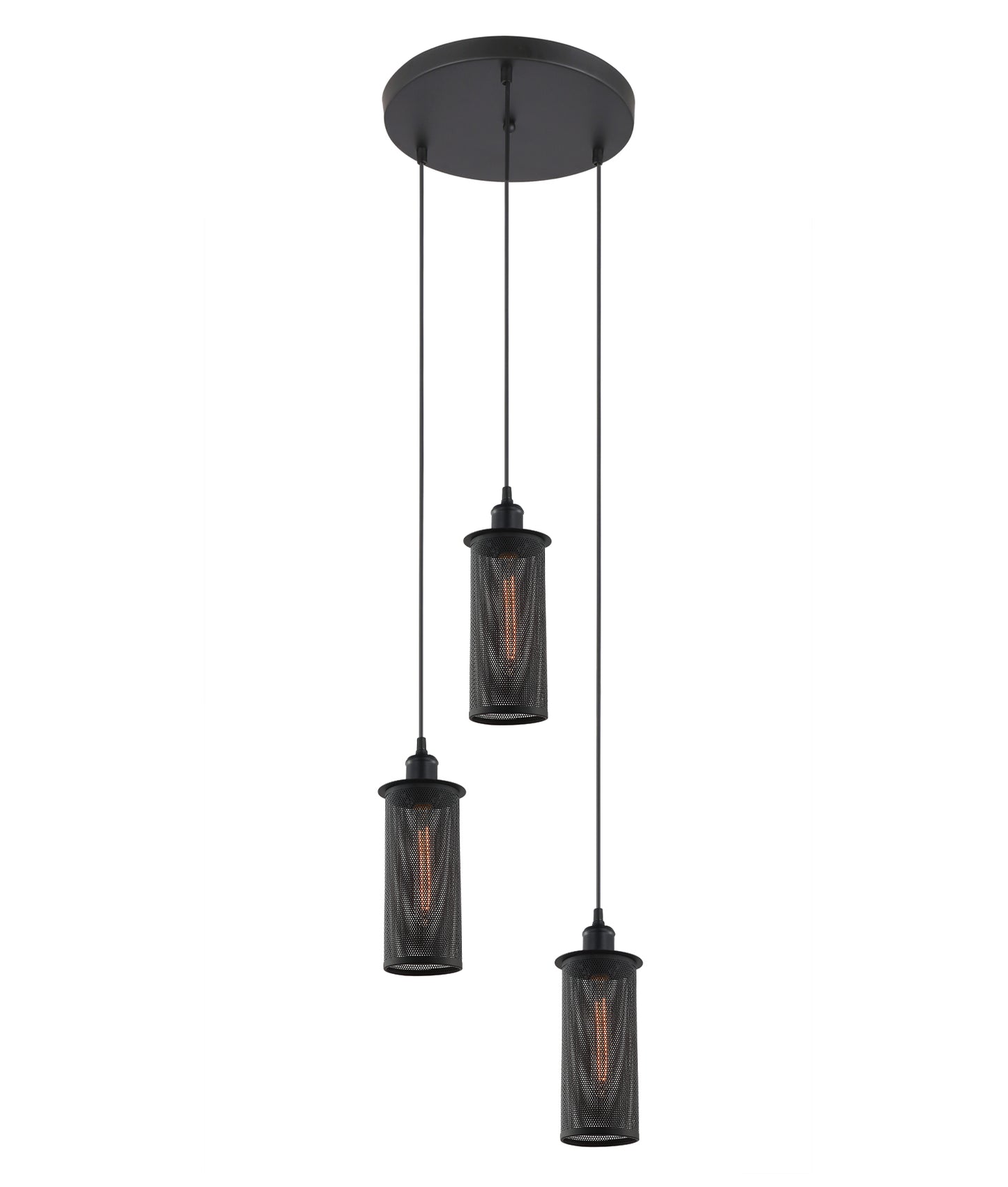 VENETO: Industrial Aged Decorative Multiple Black Mesh Pendant Light